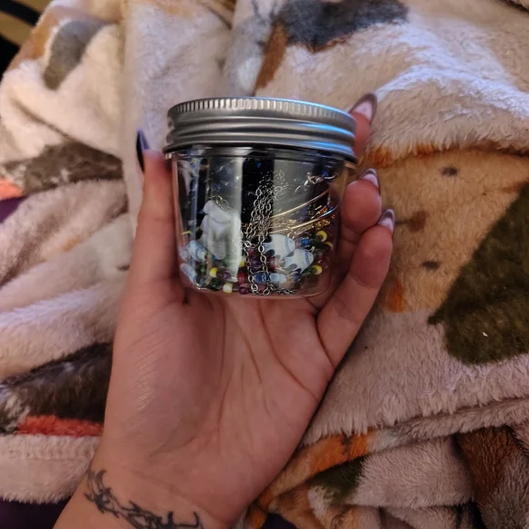 Colorful Blue And Gold Jewelry Jar - Picture 3 of 5